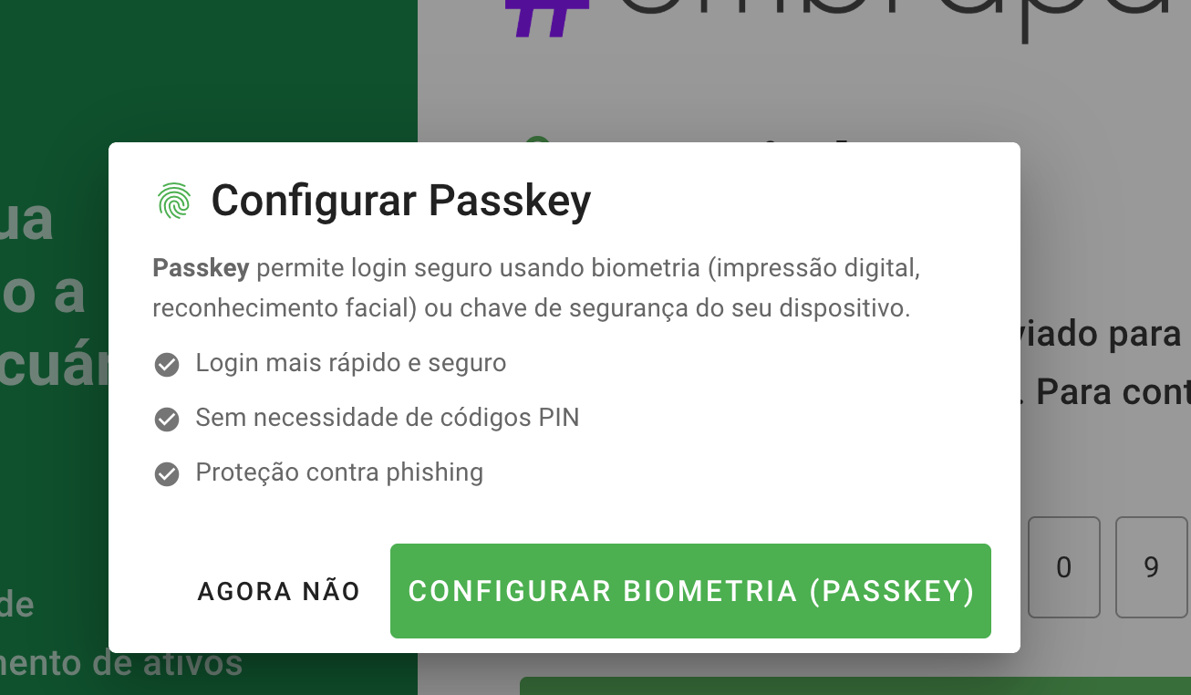 Convite para cadastrar a biometria