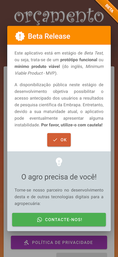 Dialog de Beta Release