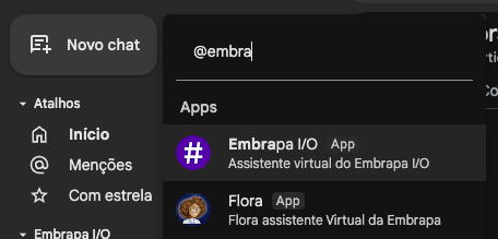 Iniciando uma conversa privada com o assistente virtual.
