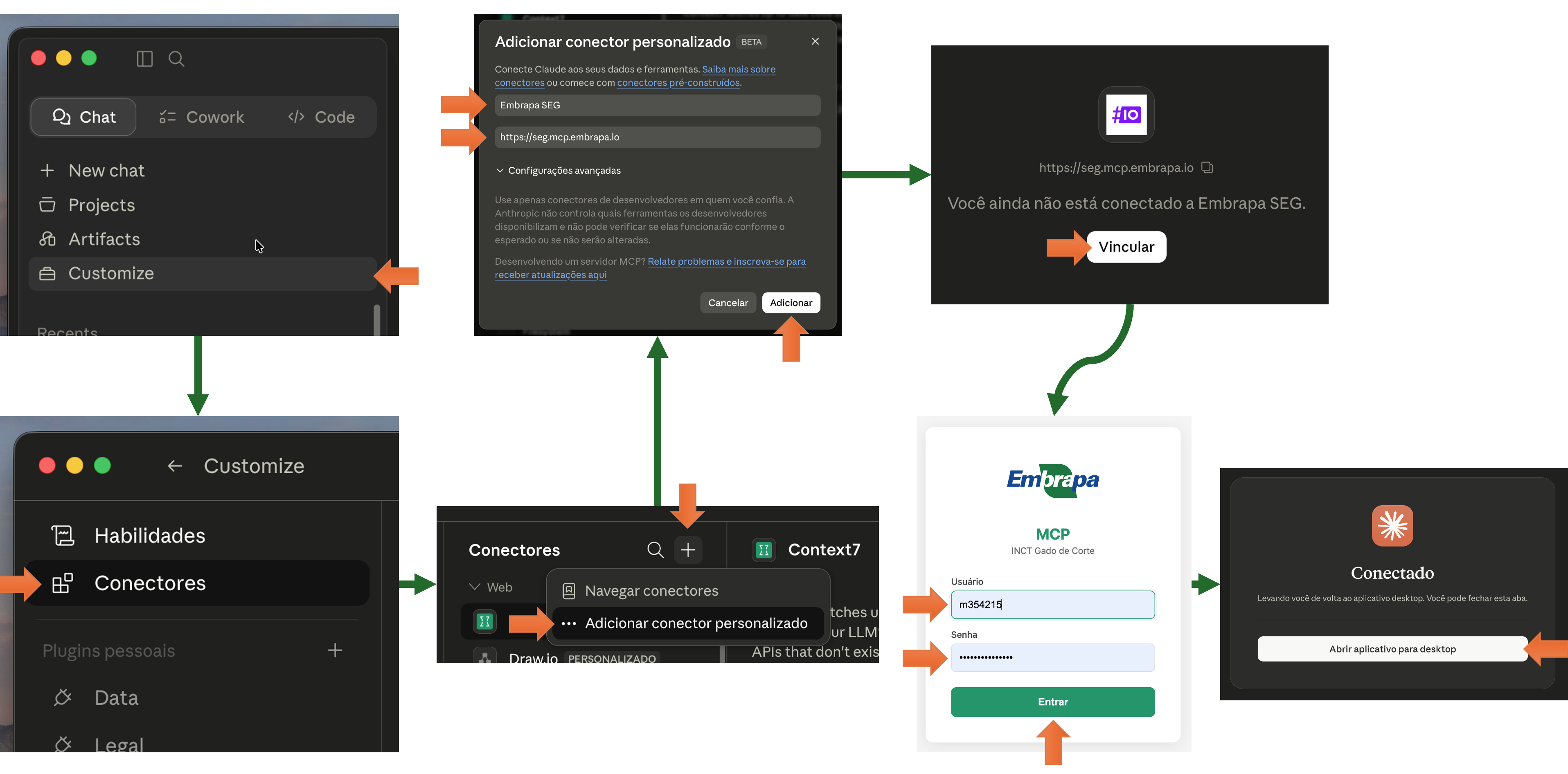Configuração do MCP-SEG no Claude Desktop.