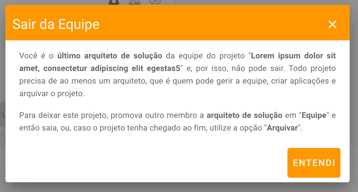 Aviso ao último arquiteto de solução do projeto